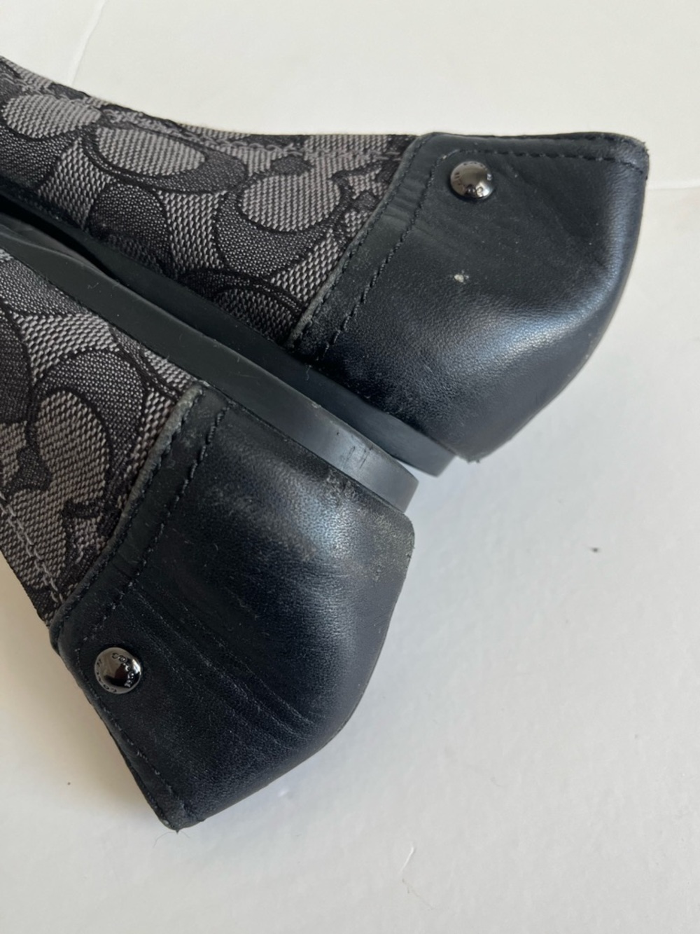 Coach Chelsea signature logo gray black leather cap toes ballet flats size 10B - Picture 8 of 12